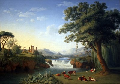 Ideallandschaft mit Juno-Tempel aus Agrigent von Jacob Philippe Hackert